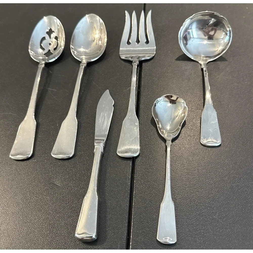 Oneida Cube Sandhurst Serving Set Spoon Fork Ladle Stainless Steel Set Of 6 #2